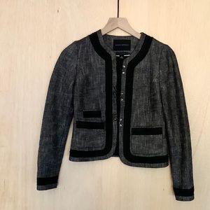 Banana Republic Black & White Collarless Blazer
